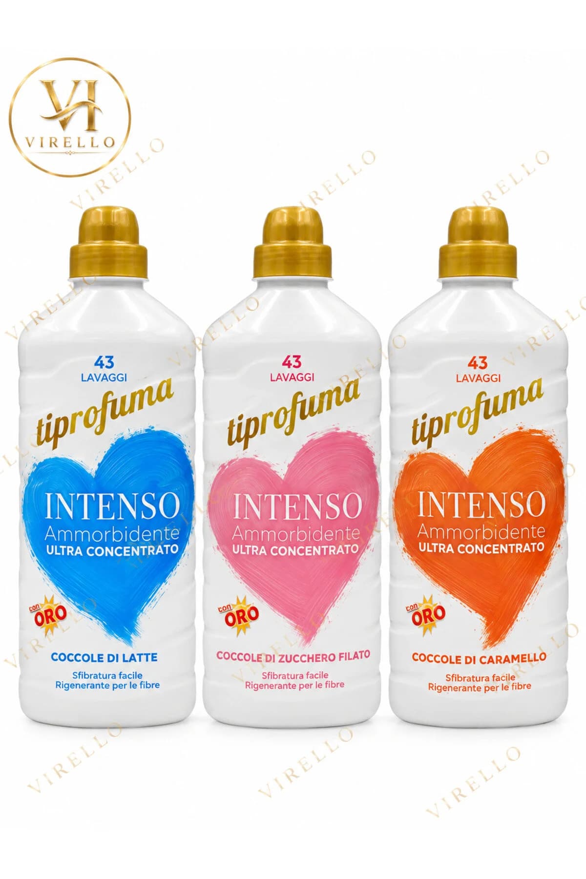 Set 3 x Tiprofuma Intenso Balsam de Rufe Ultra Concentrat 1 L, 43 Spălări, Diverse Arome