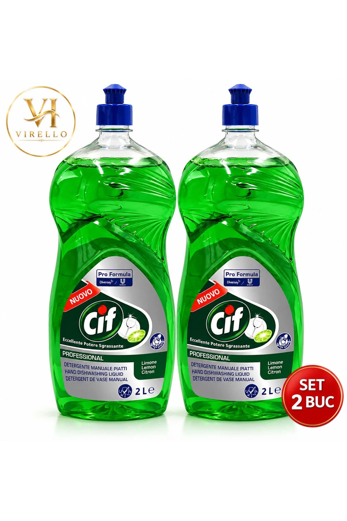 Set 2 x Professional Detergent Manual pentru Vase cu Lămâie 2 L