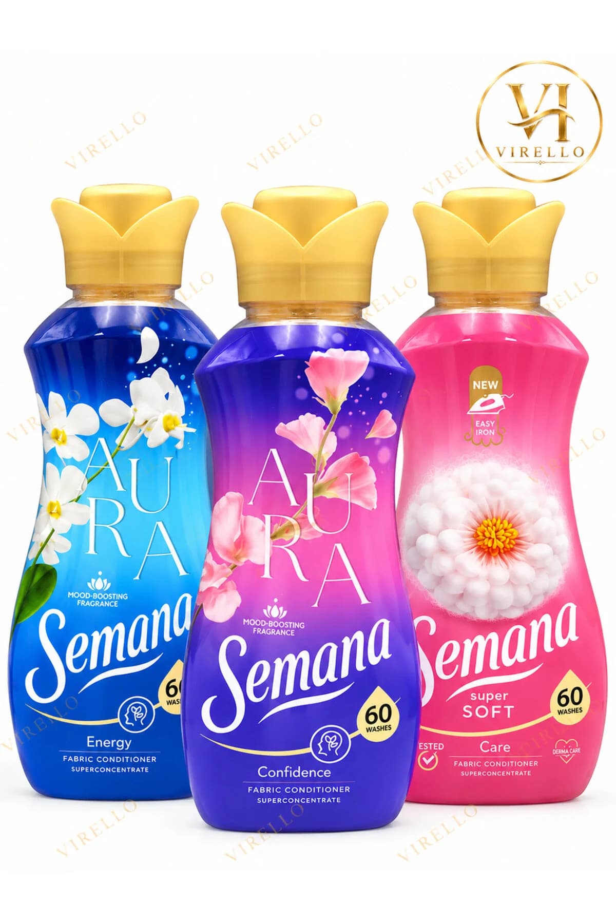 Set 3 Balsamuri de Rufe Superconcentrate, 1.2 L, 60 Spălări/Buc, Energy + Confidence + Care
