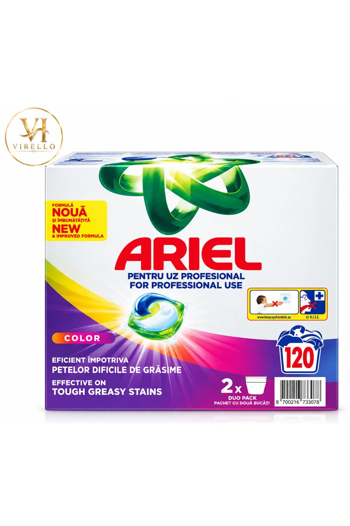 Ariell Professional Color Detergent Pudră pentru Rufe Colorate, 120 Spălări