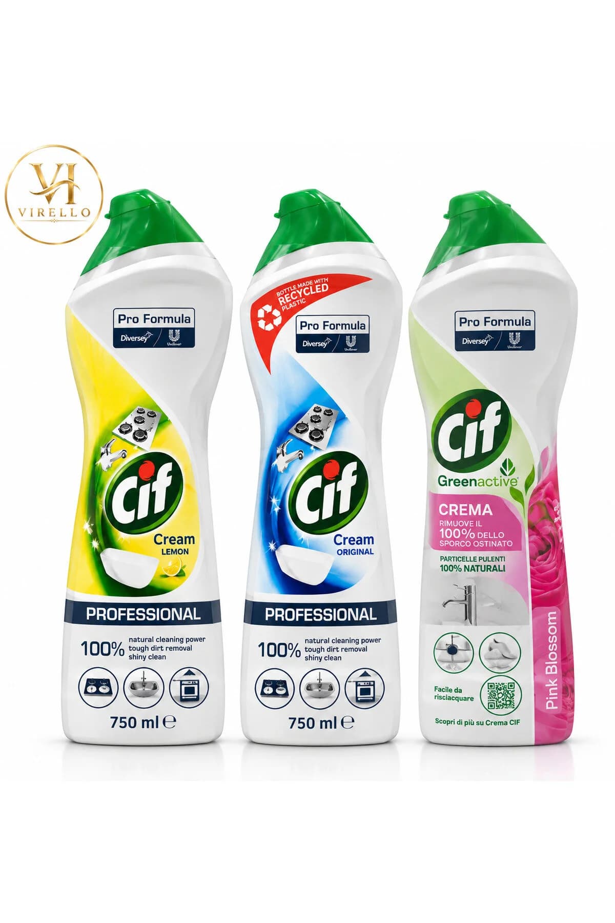 Set 3 x Cremă de Curățare 750 ml, Lemon, Original și Pink Blossom