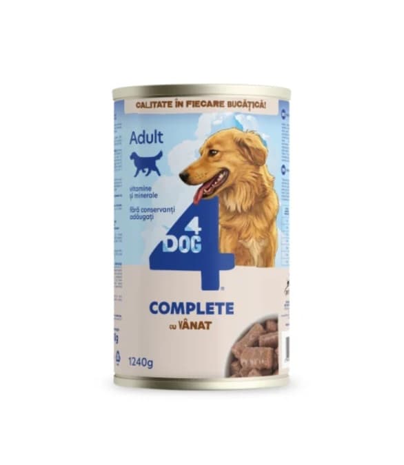 Hrană Umedă Câine Adult, 4DOG Conservă, Vânat, 1240g