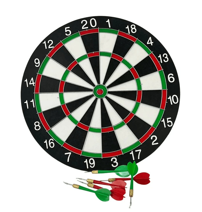 Țintă de Darts Profesională cu 6 Săgeți – Panou dublu față-verso, Suprafață Rezistentă, Ideală pentru Acasă sau Birou