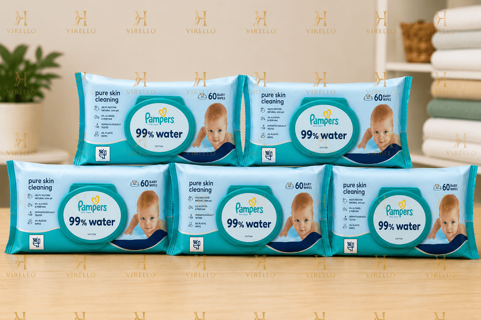 PAMPERS SERVETELE UMEDE BABY 99% APA 60BUC